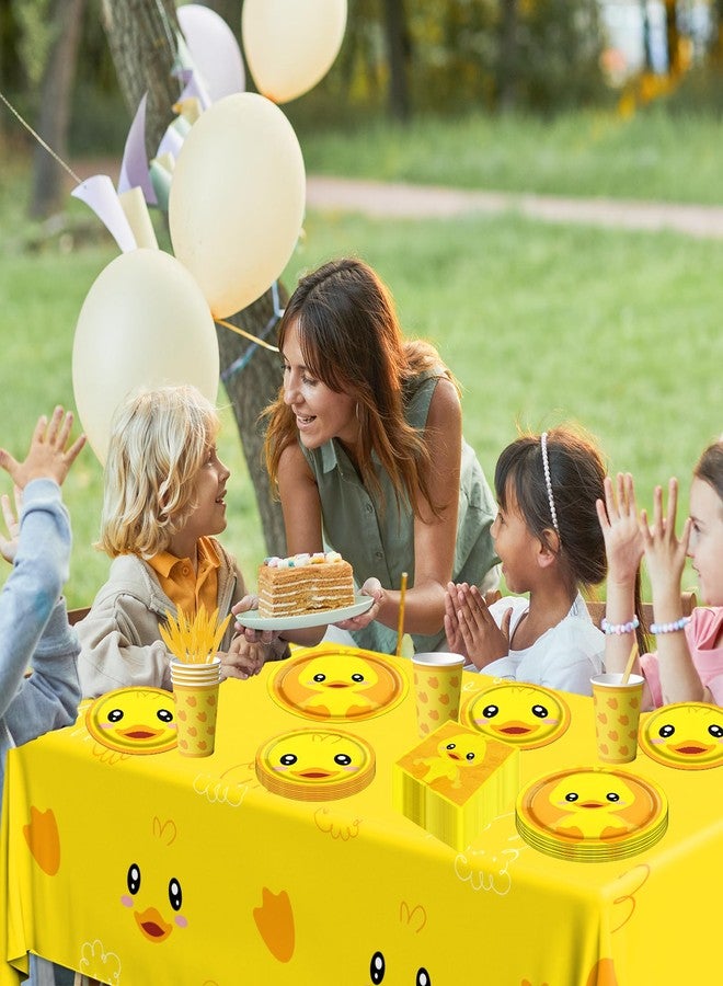 Dydamud Rubber Duck Party Supplies,Happy Birthday Duckie Tableware Set Duck Plates Yellow Baby Shower Napkins Cups for Waddle It Be Gender Reveal Party,One Lucky Duck Birthday Decorations - Image 5